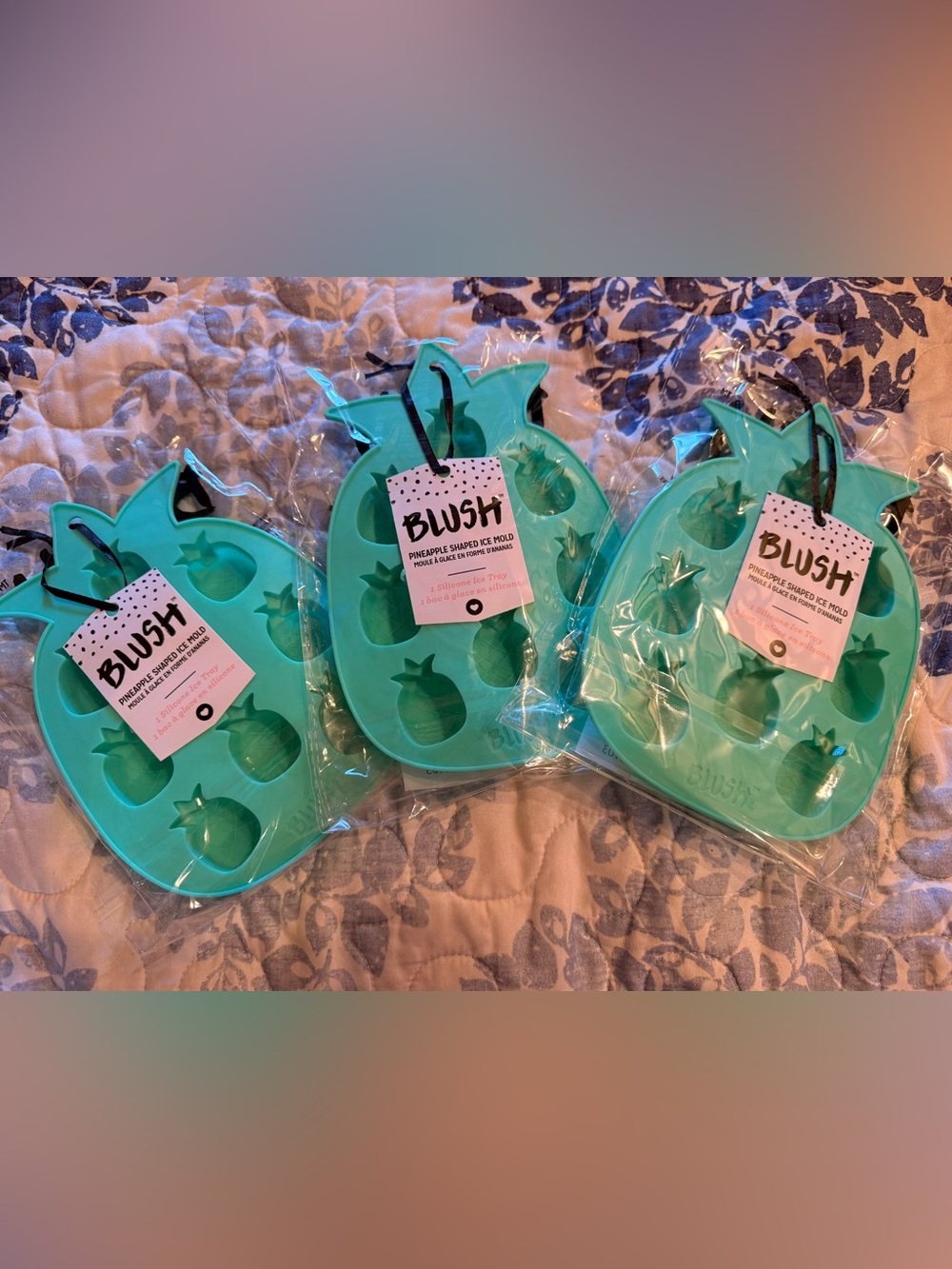 All 3!! Blush Pineapple Silicone Ice Mold - Aqua set of 3! New in packaging